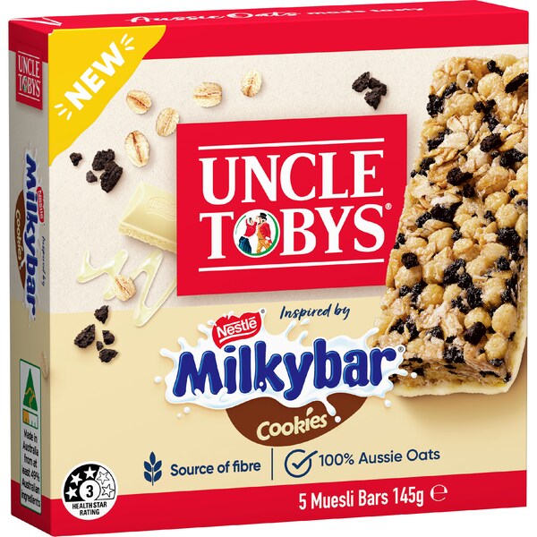 Uncle Tobys Muesli Bars Milkybar Cookies Milkybar Cookies & Creme 5 pack