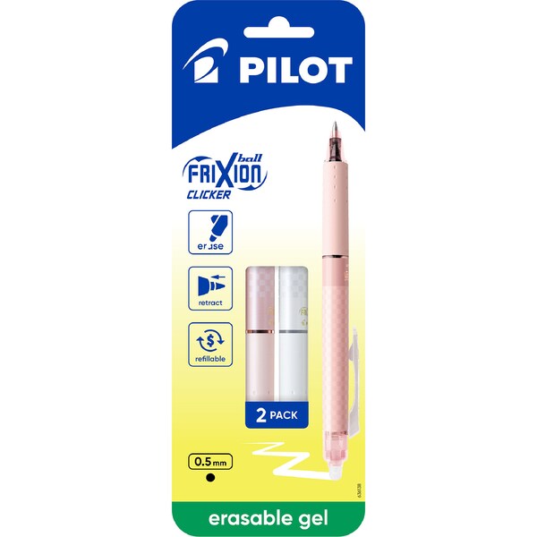 Pilot Frixion Clicker Erasable Gel Pens Black 2 pack