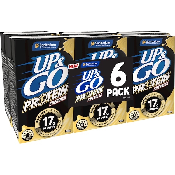 Up&Go Protein Energize Liquid Breakfast Banana 250mL x 6 pack