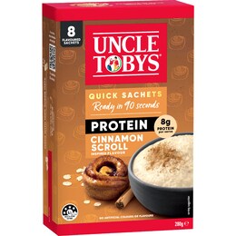 Uncle Tobys Oats Protein Quick Sachets Cinnamon Scroll 8 pack – Woolworths