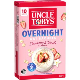 Uncle Tobys Overnight Oat Sachets Strawberry & Vanilla 10 pack – Woolworths