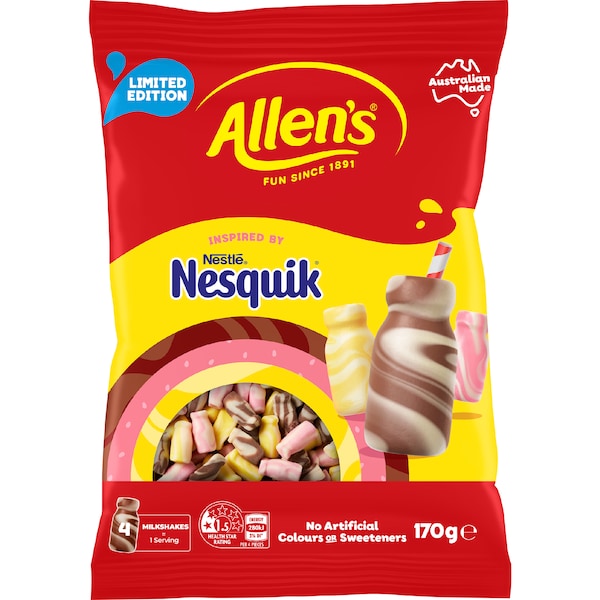 Allen's Nesquik Milkshakes Chocolate Strawberry & Banana 170g
