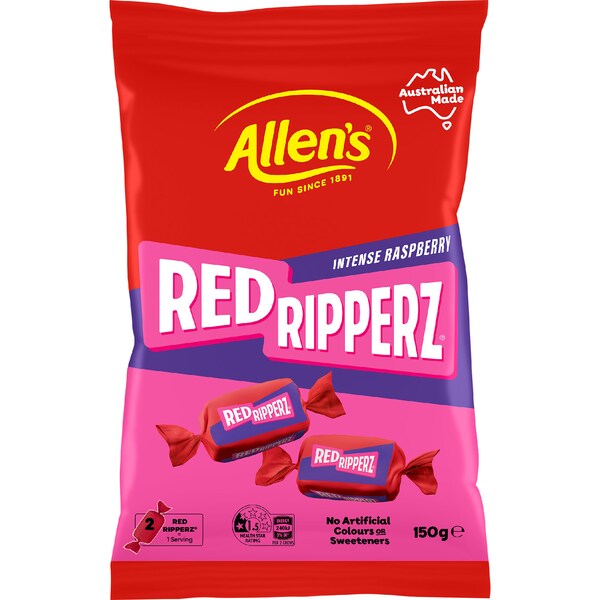 Allen's Red Ripperz Lollies Intense Raspberry 150g
