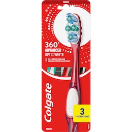 Colgate 360 Advanced Optic White Medium Toothbrush 3 pack – Woolworths