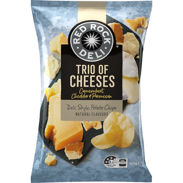 Red Rock Deli Potato Chips Trio Of Cheese 165g