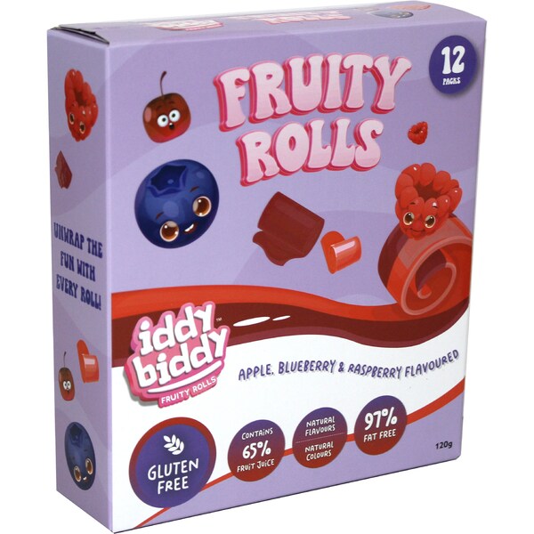 Iddy Biddy Fruity Rolls Apple Blueberry & Raspberry 12 pack