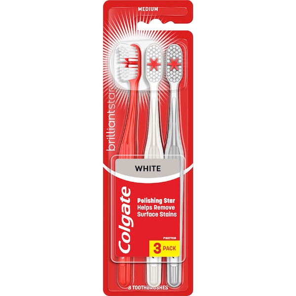 Colgate Toothbrush Brilliant White Medium 3 pack
