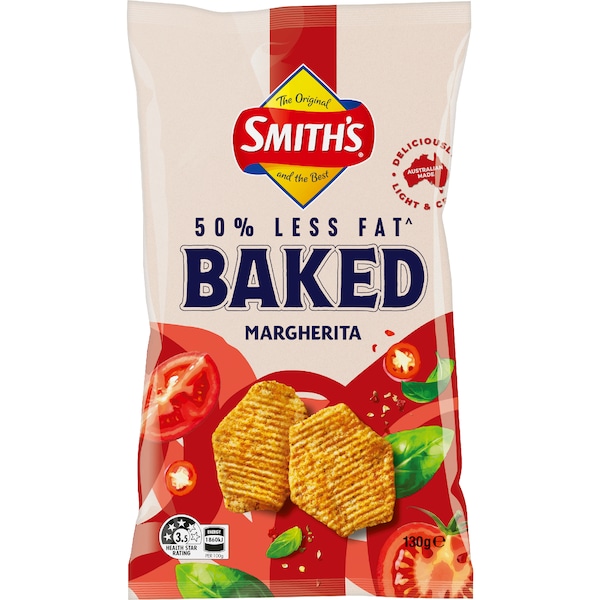 Smith's Crinkle Cut Baked Fusion Potato Chips Margherita 130g