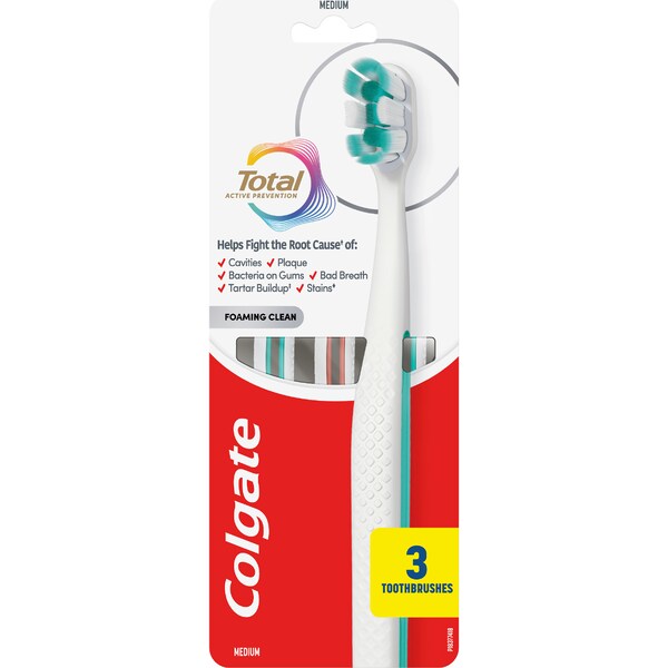 Colgate Toothbrush Total Foaming Clean Medium 3 pack