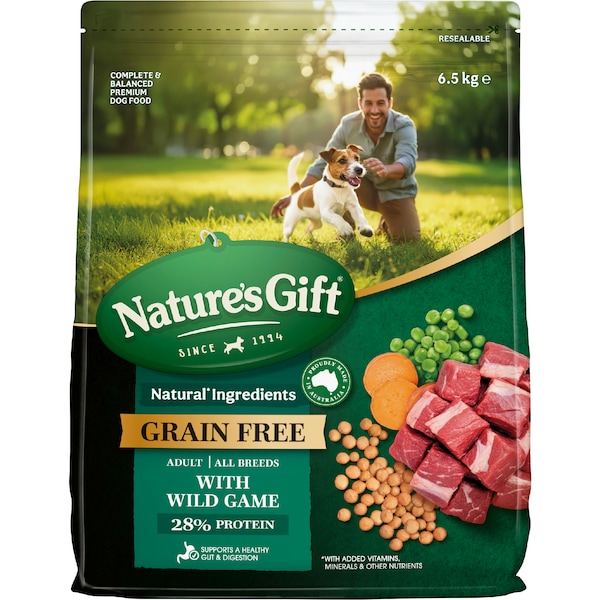 Nature's Gift Grain Free Adult Dry Dog Food With Wild Game 6.5kg