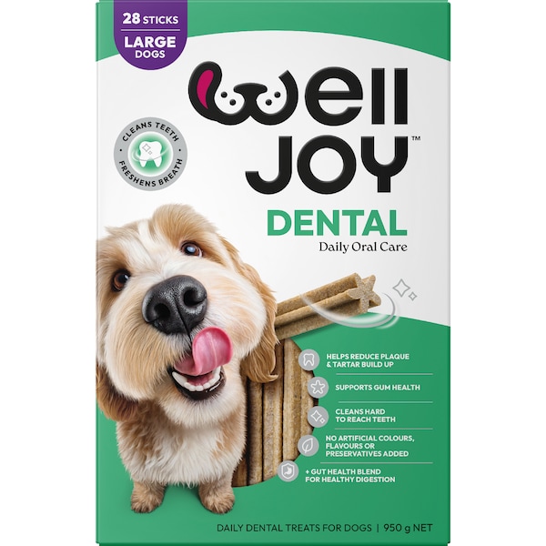WellJoy Dental Dog Stick Treats Large 28 pack