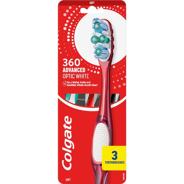 Colgate 360 Advanced Optic White Soft Toothbrush 3 pack