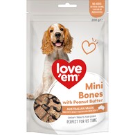 Love'em Mini Bones Chewy Dog Treats With Peanut Butter