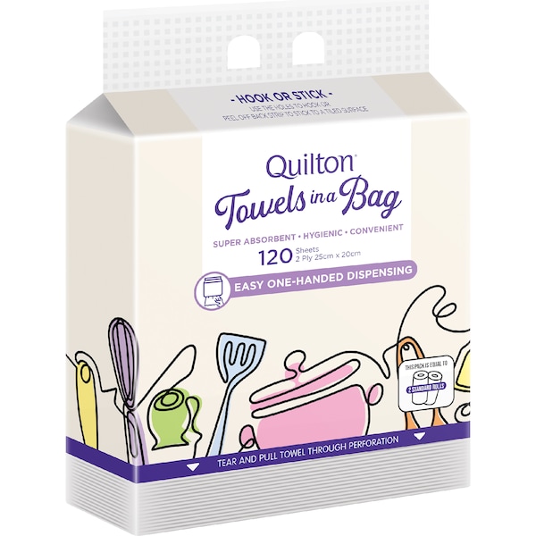 Quilton Towel In A Bag Paper Sheets 120 pack