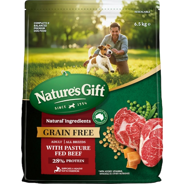Nature's Gift Grain Free Adult Dry Dog Food With Pasture Fed Beef 6.5kg