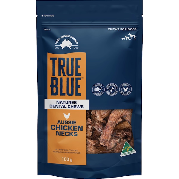 True Blue Natures Dental Dog Chews Aussie Chicken Necks 100g