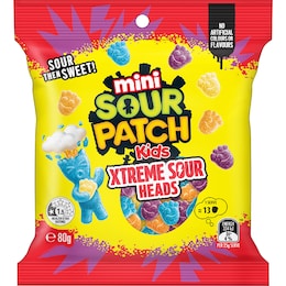 Sour Patch Kids Mini Xtreme Sour Heads Lollies 80g – Woolworths