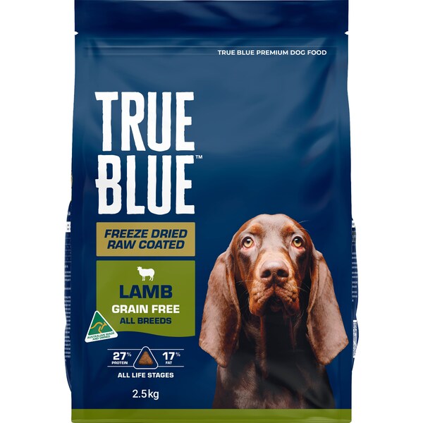 True Blue Freeze Dry Raw Coated Dry Dog Food Grain Free With Lamb 2.5kg