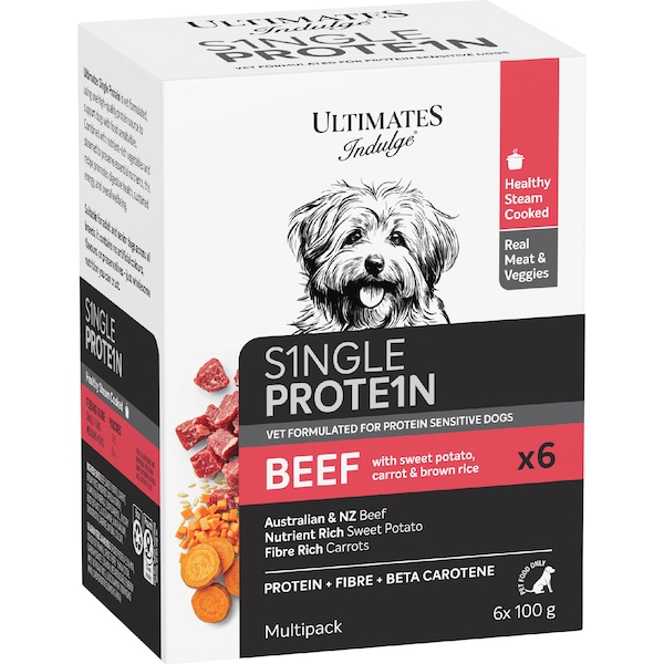 Ultimates Indulge Wet Dog Food Single Protein Beef Multipack 100g x 6 pack