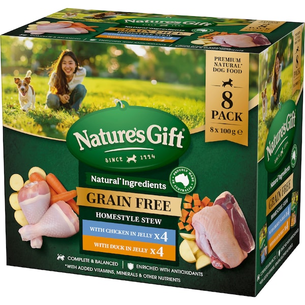 Nature's Gift Jelly Combo Wet Dog Food With Chicken & Duck 100g x 8 pack