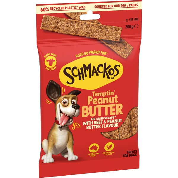 Schmackos Strapz Dog Treats Temptin' Peanut Butter 200g