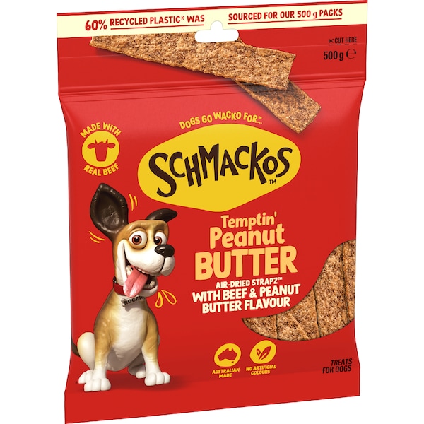 Schmackos Strapz Dog Treats Temptin' Peanut Butter 500g
