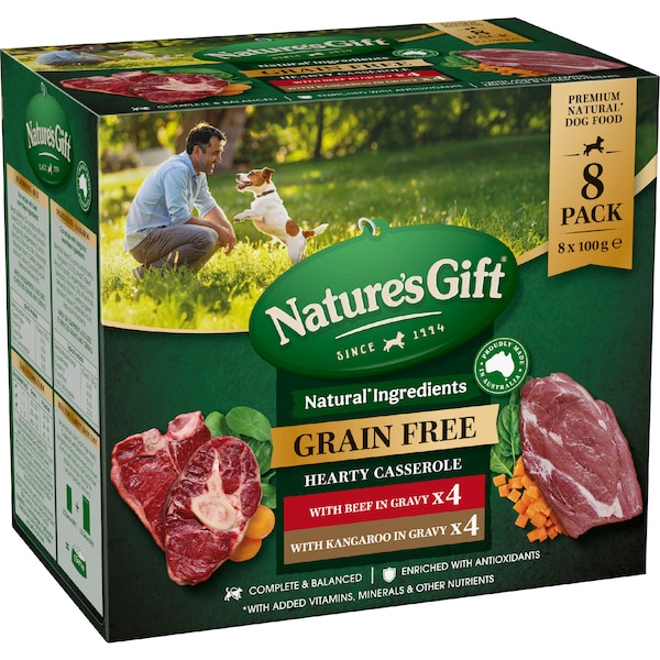 Nature's Gift Gravy Combo Wet Dog Food With Beef & Kangaroo Multipack 100g x 8 pack