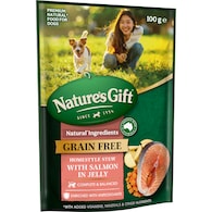 Nature's Gift Grain Free Wet Dog Food Stew Jelly with Salmon Pouch