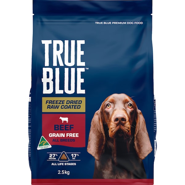 True Blue Freeze Dry Raw Coated Dry Dog Food Grain Free With Beef 2.5kg
