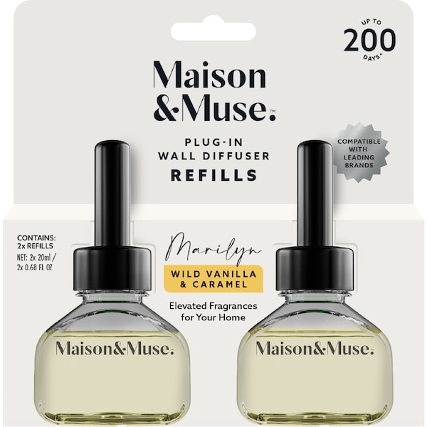 Maison & Muse Plug In Wall Diffuser Refills Wild Vanilla & Caramel Marilyn 20mL x 2 pack