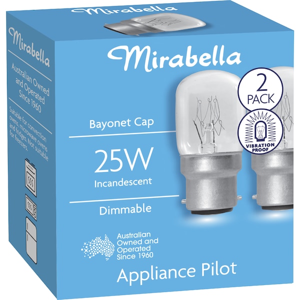 Mirabella Appliance Globe BC 25W 2 pack
