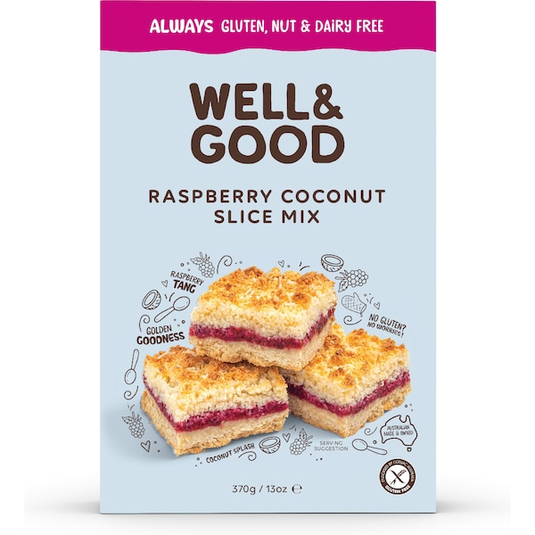 Well & Good Raspberry Coconut Slice Mix 370g