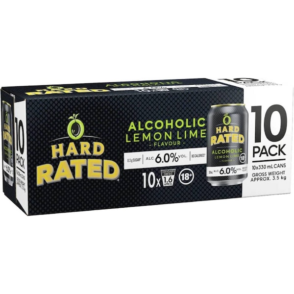 Hard Rated Lemon Lime 6pct Cans 330mL x 10 pack