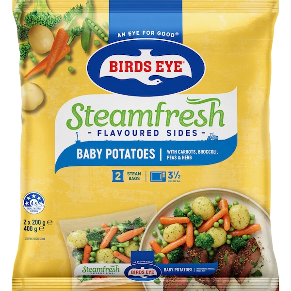 Birds Eye Steamfresh Baby Potatoes with Carrots Broccoli Peas & Herb 400g
