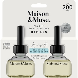 Maison & Muse Plug In Wall Diffuser Refills Coconut & Sea Salt Brigette 20mL x 2 pack – Woolworths