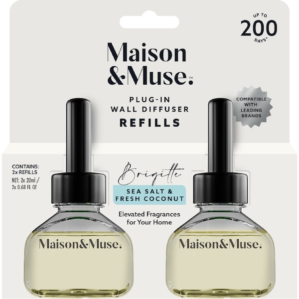 Maison & Muse Plug In Wall Diffuser Refills Coconut & Sea Salt Brigette 20mL x 2 pack