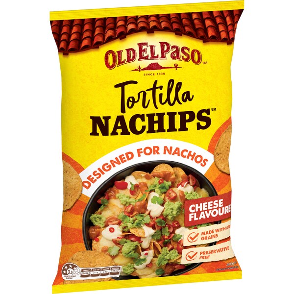Old El Paso Nachips Tortilla Nacho Corn Chips Cheese Flavoured 300g