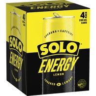 Solo Energy Drink Lemon Cans Multipack