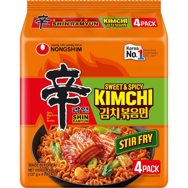 Nongshim Shin Ramyun Sweet & Spicy Kimchi Stir Fry 4 pack