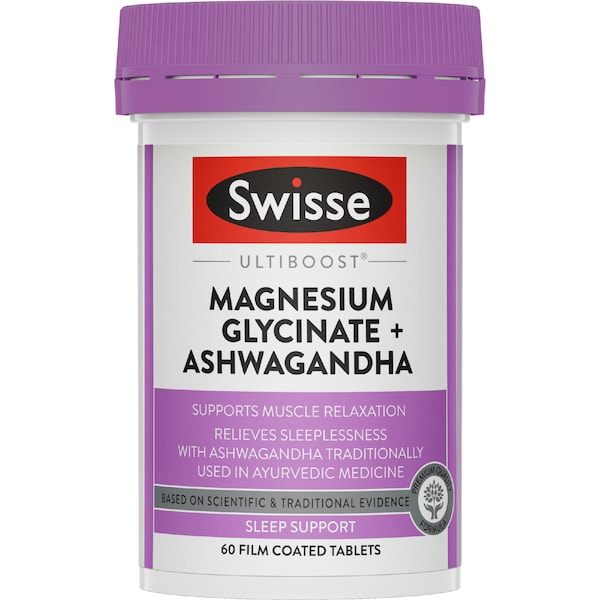 Swisse Ultiboost Magnesium Glycinate & Ashwagandha Tablets 60 pack