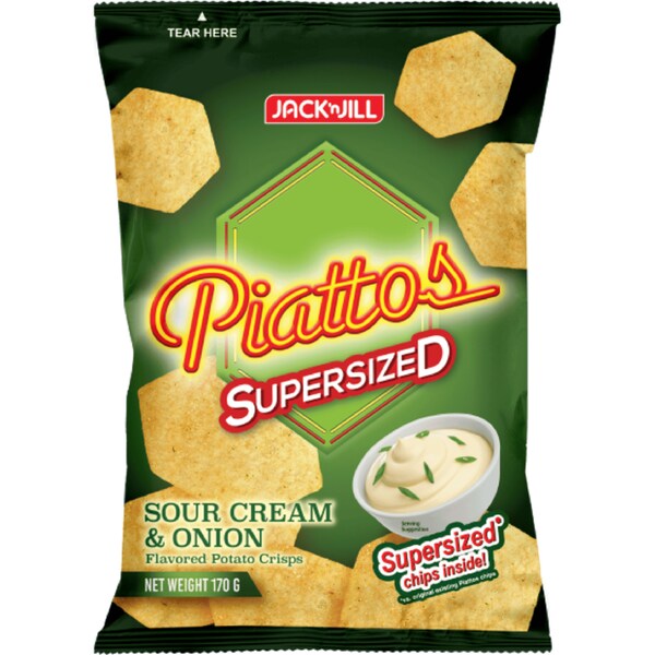 Jack n Jill Piattos Supersized Chips Sour Cream & Onion 170g
