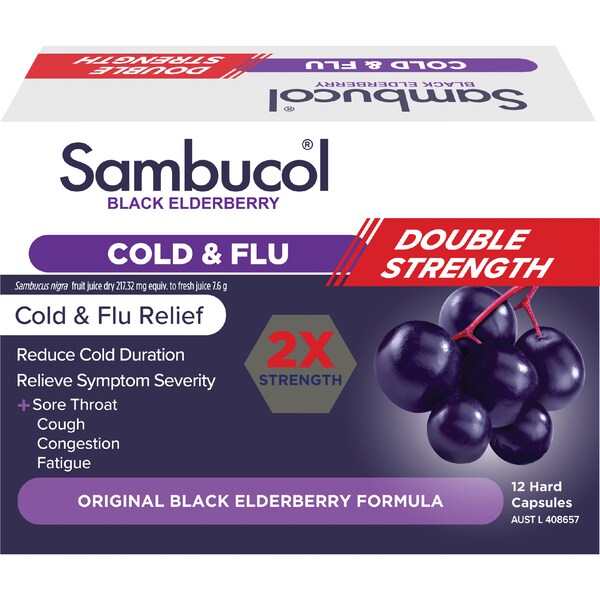 Sambucol Double Strength Cold & Flu Capsules 12 pack