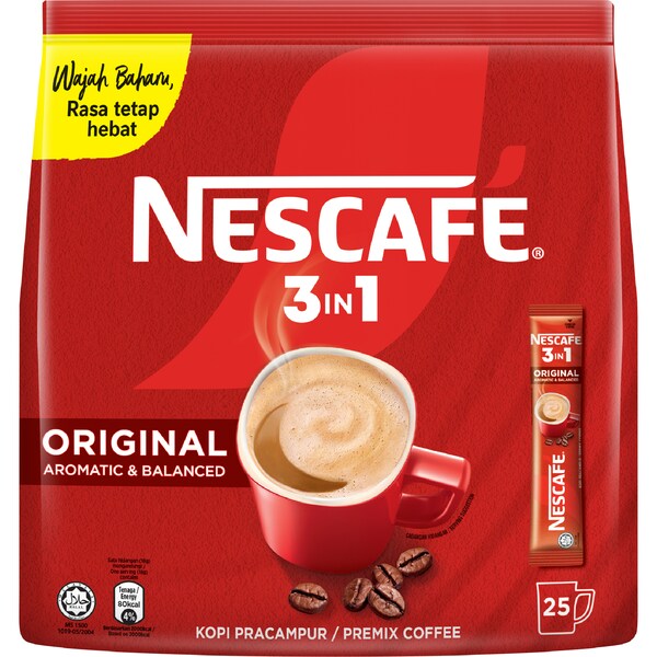Nescafe 3 in 1 Premix Coffee Sachets Original 25 pack
