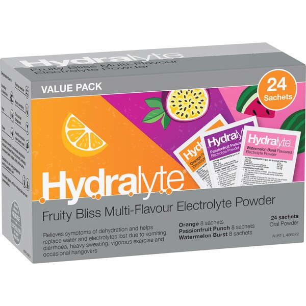 Hydralyte Fruity Bliss Electrolyte Powder Sachets 24 pack