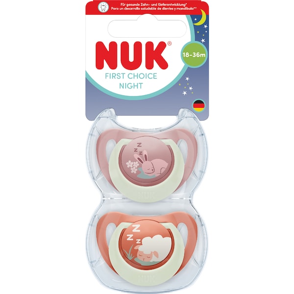 NUK First Choice Night Soother Bunny & Sheep 18-36M 2 pack