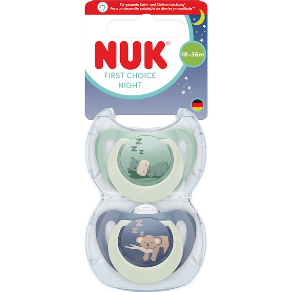 NUK First Choice Night Soother Hippo & Koala 18-36M 2 pack