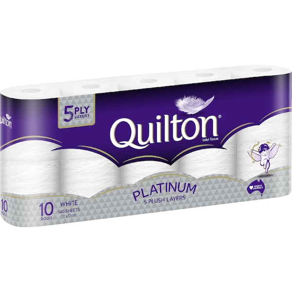 Quilton Platinum 5Ply White Toilet Tissue 10 pack