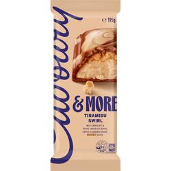 Cadbury & More Tiramisu Swirl Chocolate Block 195g