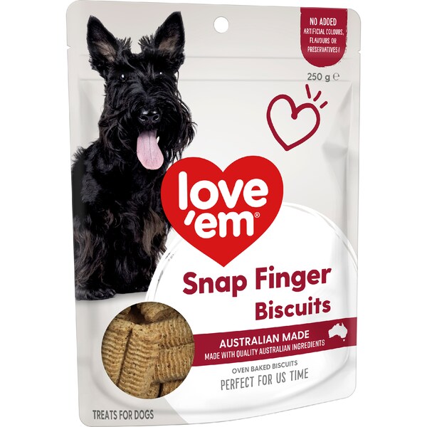 Love'em Snap Finger Biscuit Dog Treats 250g