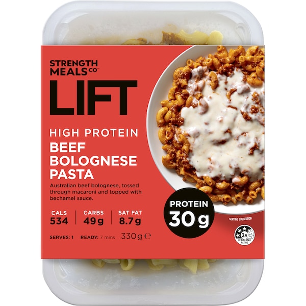 Strength Meals Co Lift High Protein Beef Bolognese Pasta 330g